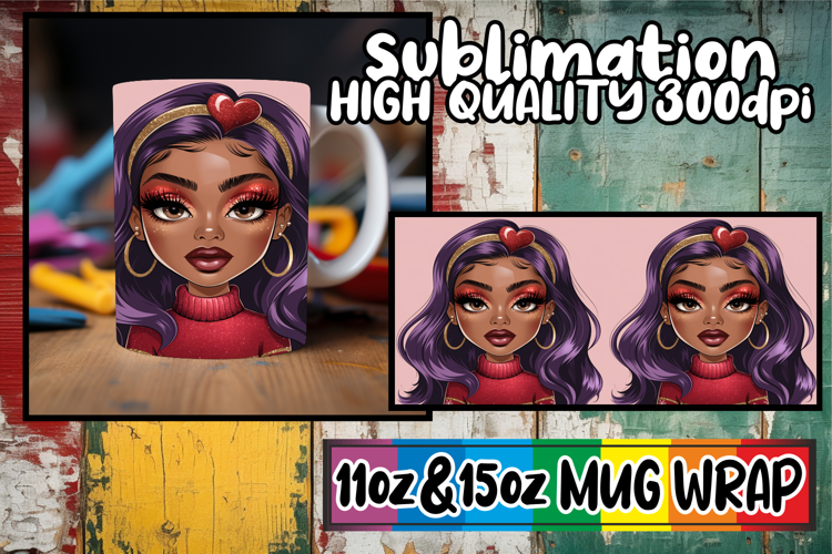 Beautiful day sublimation 11oz 15oz mug wrap, Afro Girl
