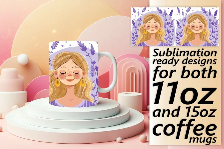 Artistic Woman with Flowers Mug Wrap 11oz/15oz