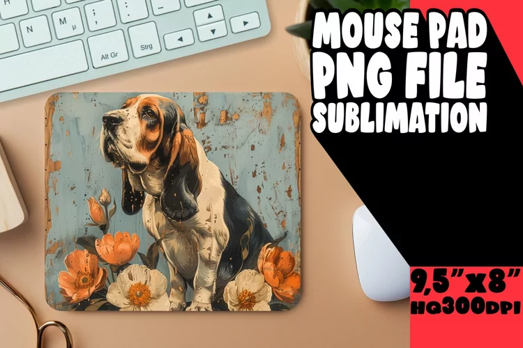 Wooden Dog Pattern Mouse Pad