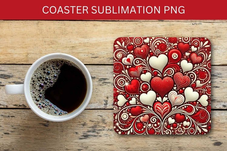 valentine square coaster - heart pattern