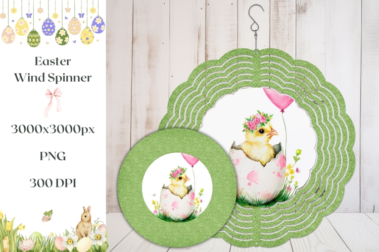 Cartoon Easter Chick Wind Spinner, Glitter Wind Spinner