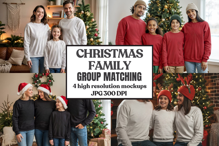Christmas Family Matching T-Shirt Mockups | Holiday Group