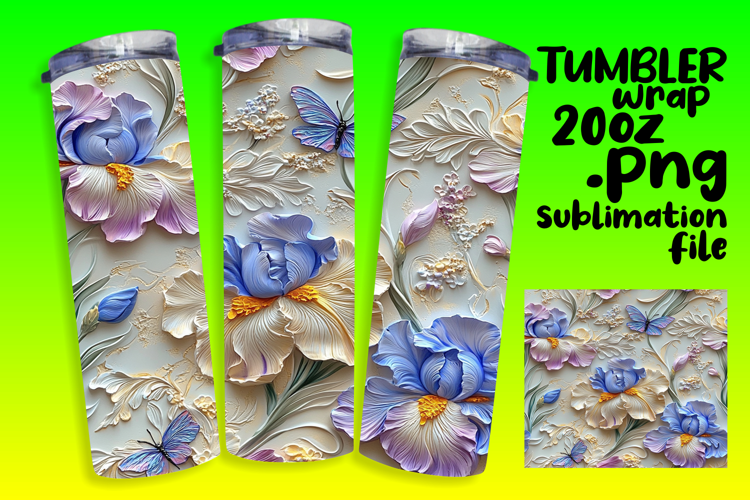 Customizable Sublimation Tumbler 20oz , 3D Flower