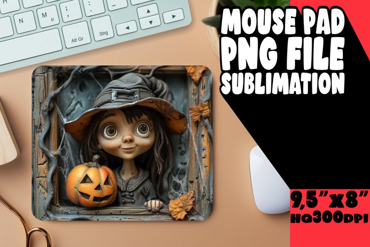 3D Fall Spooky Mouse Pad Design Keychain Halloween Art