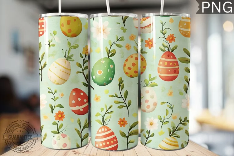 Spring Easter Tumbler Wrap - High Quality 300 Dpi