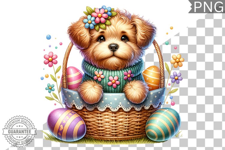 Easter Dog Sublimation - Easter Clipart PNG Design example image 1