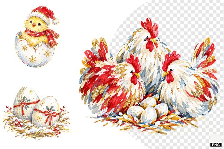 Christmas Chicken Coop Clipart example image 1