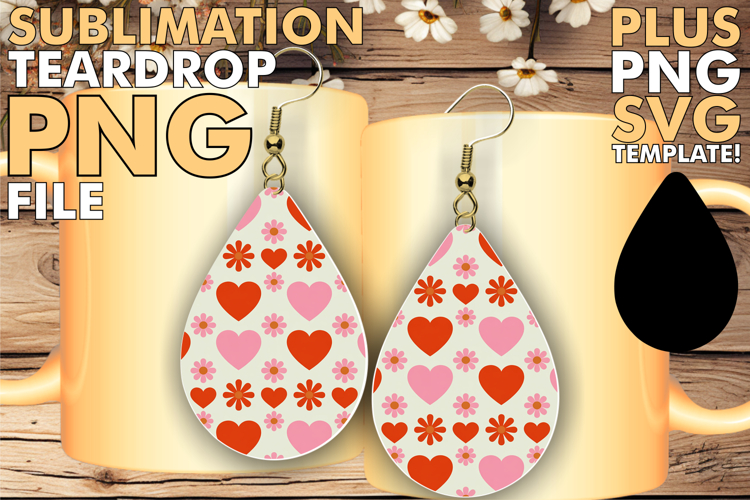 Whimsical teardrop EARRINGS Art PNG, Valentines Pattern