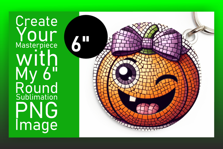 Whimsical Round Design Keychain PNG , Cute Pumpkin example image 1