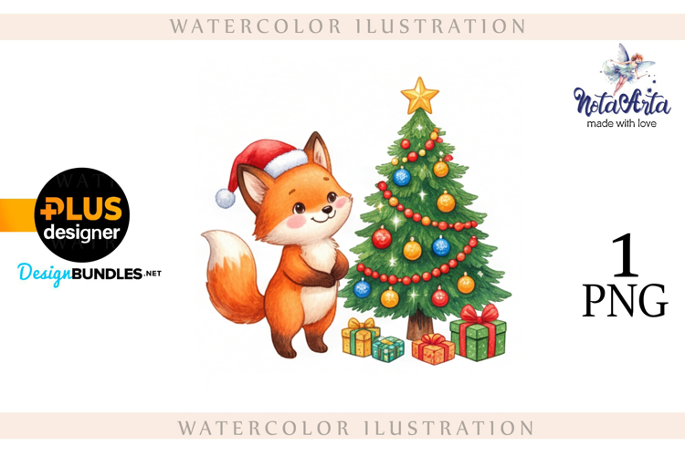 Illustration of a cute Christmas fox