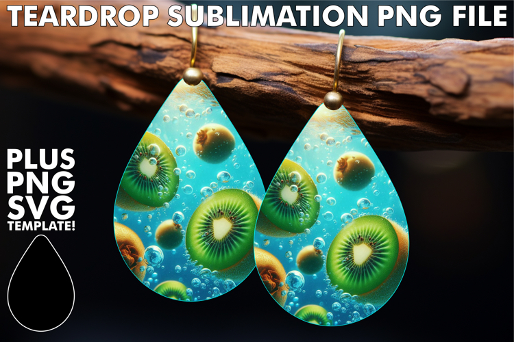 Luminous Teardrop Earrings PNG, 3D Fruits