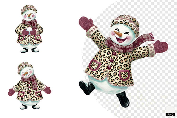 Winter Glitter Snowman Clipart