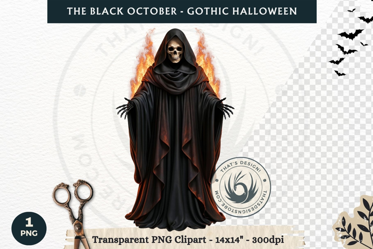 The Black October Gothic Halloween Clipart, Horror character
