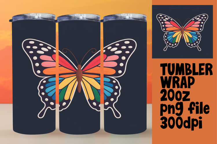 Unique 20oz Gift Tumbler Template , Butterfly