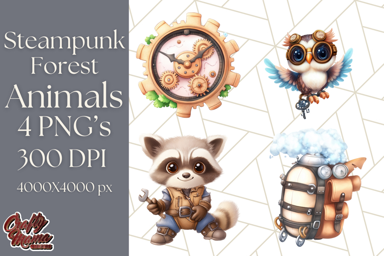 Vintage Steampunk Forest Animal PNG Clipart for Sublimation