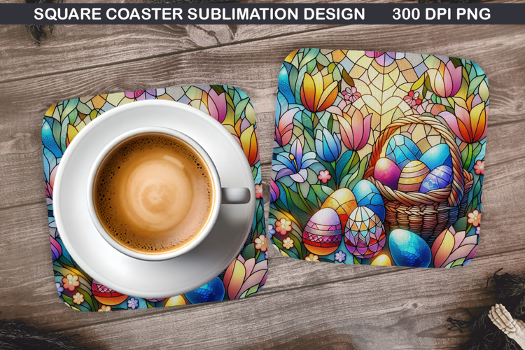 Easter Flower Coaster Sublimation, Easter Coaster PNG Design