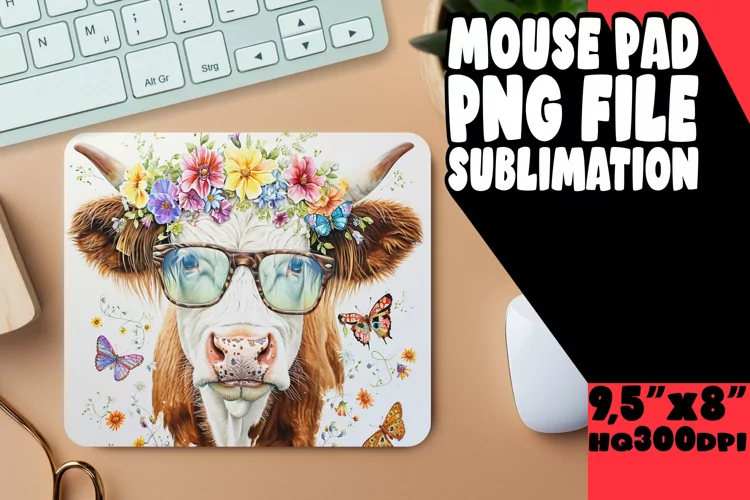 Meadow Melody Cow Spring Mouse Pad: Sublimation Charm