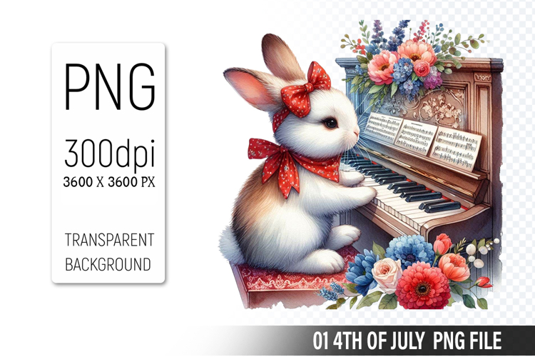 4th Of July Bunny Sublimation Clipart PNG Design