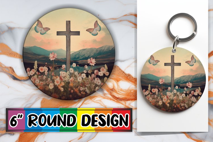 Graceful Watercolor Cross Keyring Designs