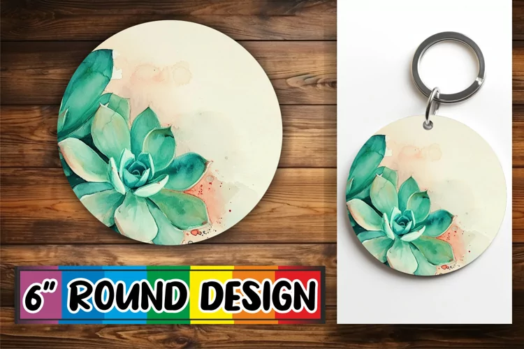 Radiant Blossom Circle: Sublimated Spring Design Keychain
