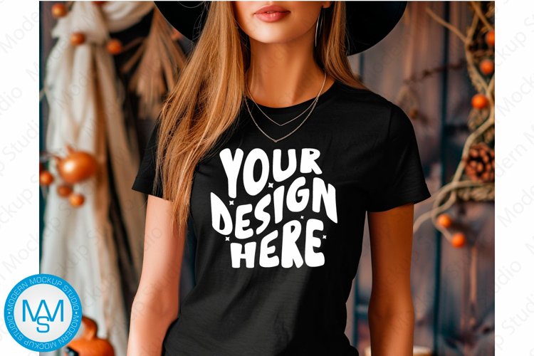 Black women Tshirt Mockup, Halloween tshirt mockup example image 1