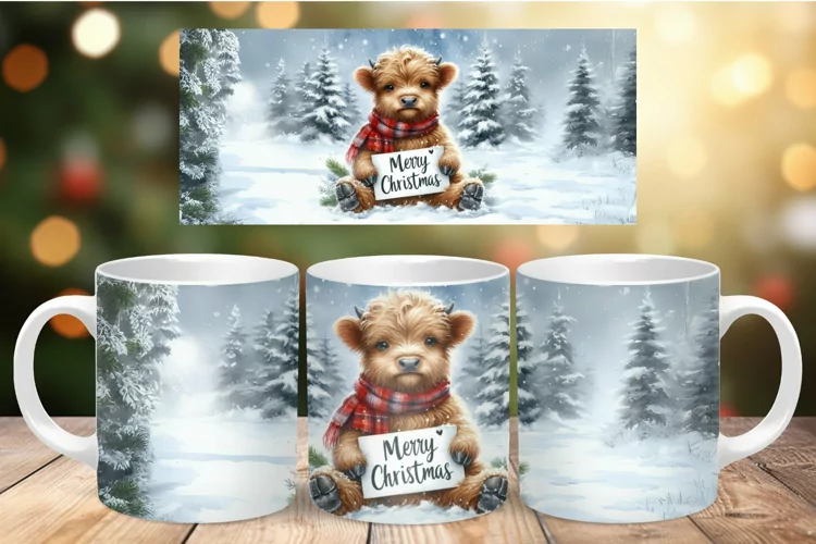 Mug Wrap Sublimation - highland cow