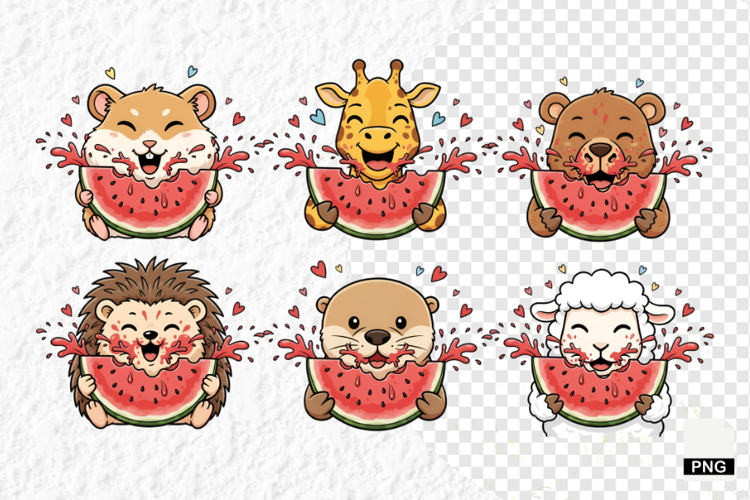 Animals Love Watermelon Clipart