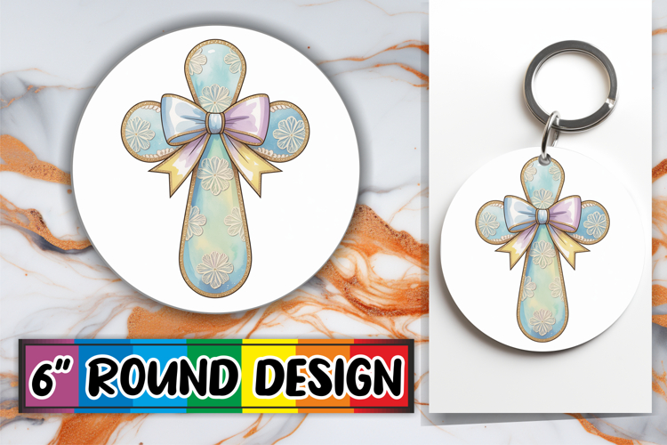 Blissful Circle Ornaments PNG, Cross and Bow