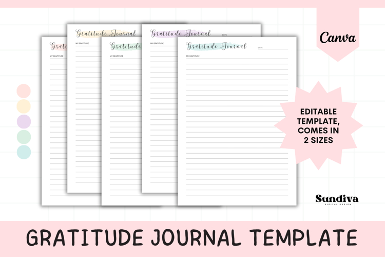 Gratitude Journal Printable   Editable Template 6