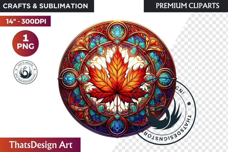 Autumn Stained Glass PNG, Fall Thanksgiving Pumpkin clipart