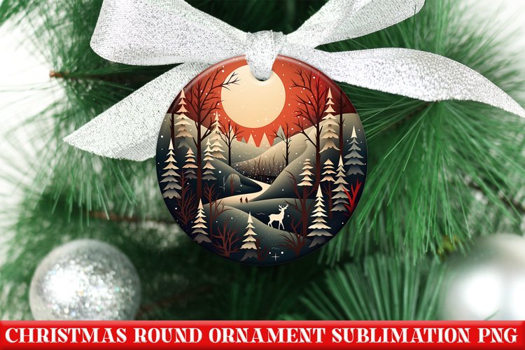 Christmas Round Ornament PNG | Santa | Sublimation | PNG