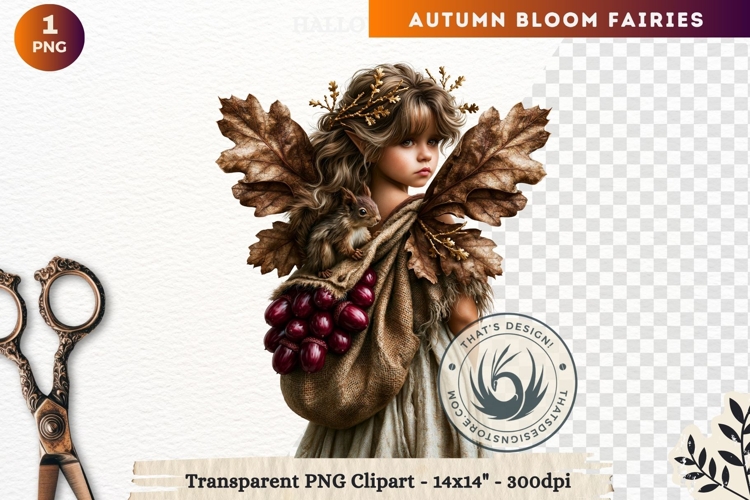 Autumn Bloom Floral Fairy Clipart, Mythical Fantasy PNG