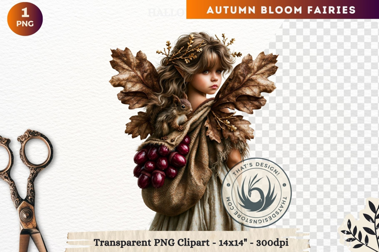 Autumn Bloom Floral Fairy Clipart, Mythical Fantasy PNG