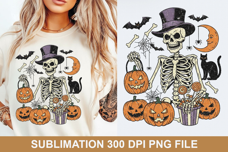 Halloween Skeleton Sublimation - Halloween PNG Design