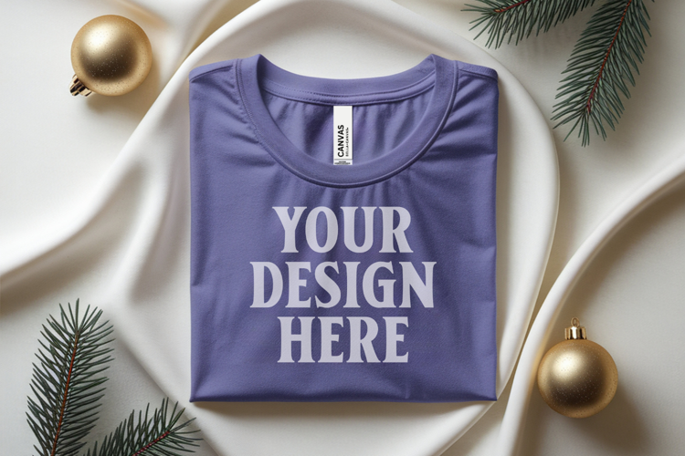 Christmas Bella Canvas 3001 Athletic Heather Folded Tshirt
