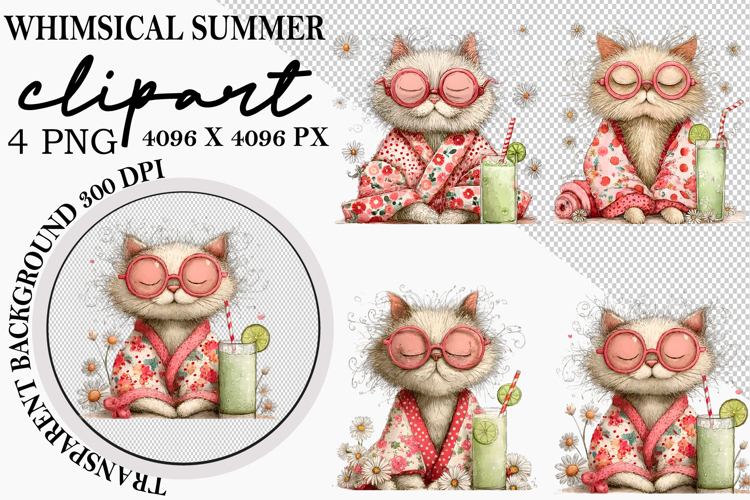 Whimsical Summer Watercolor Clipart PNG