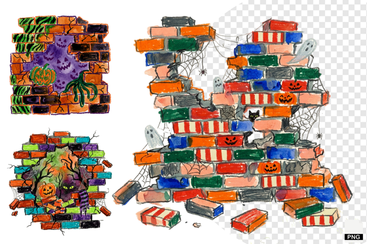 Halloween Brick Wall PNG