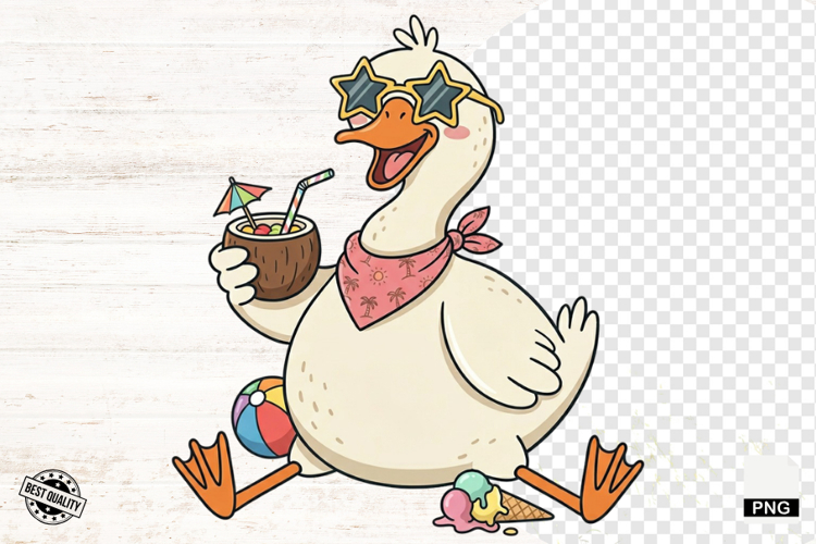Summer Silly Goose Clipart PNG