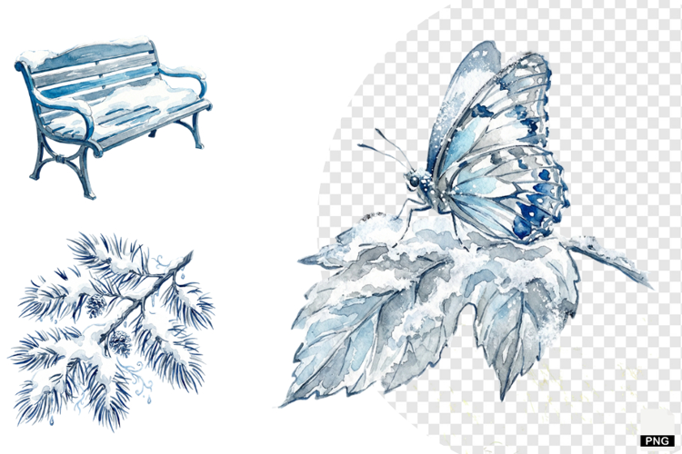 Winter Birds Garden Clipart