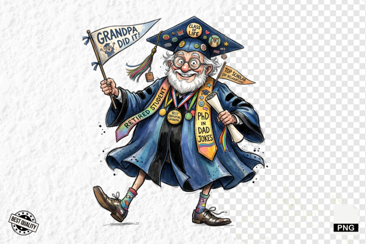 Whimsical Graduation Grandpa Clipart