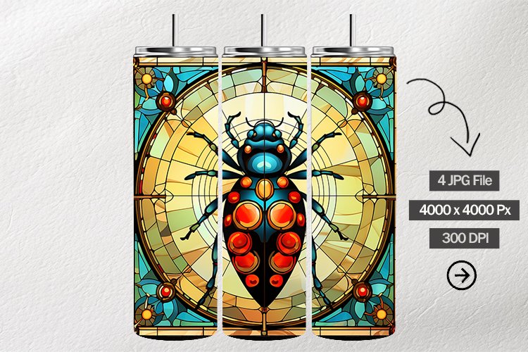 Ladybug Stained Glass Square Coaster - 04 Variations example image 1