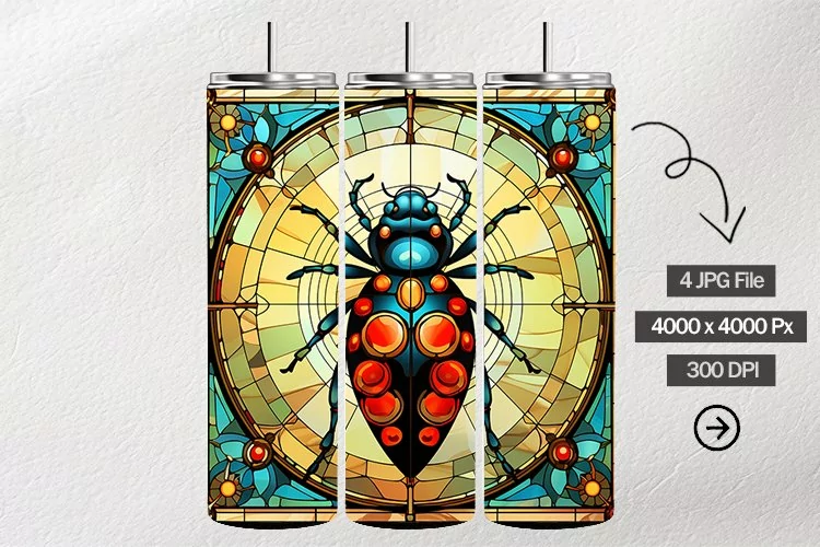 Ladybug Stained Glass Square Coaster - 04 Variations