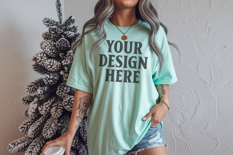 Chalky Mint Christmas Comfort Colors 1717 TShirt Mockup,cc17