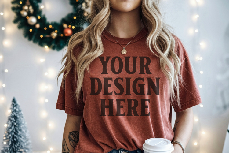 Christmas Comfort Colors 1717 Chili TShirt Mockup, CC 1717