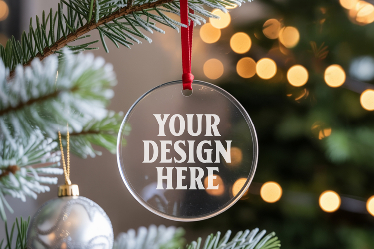 Acrylic Christmas Ornament Mockups , acrylic blank mockup