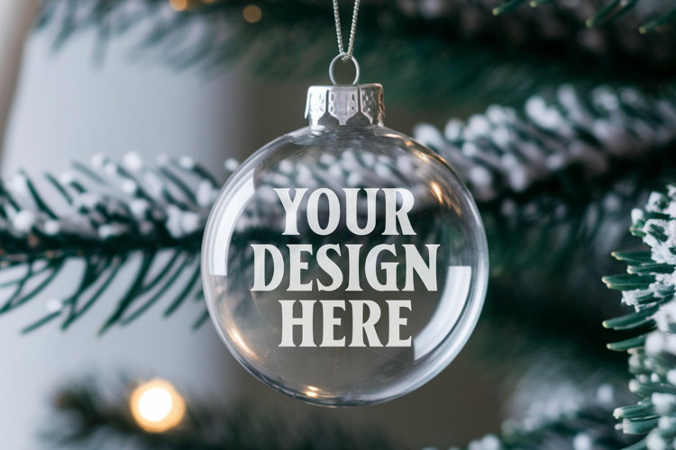 Acrylic Christmas Ornament Mockups | Clear Holiday Ornament