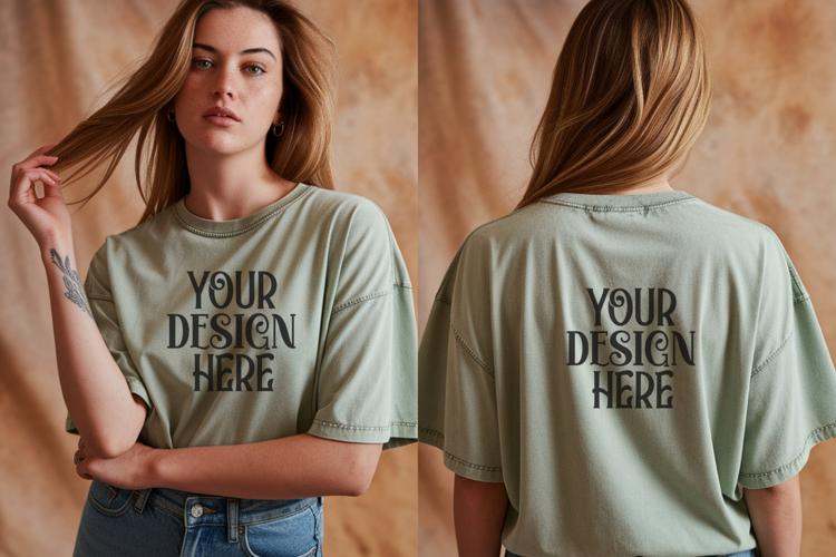 Comfort Colors 1717 Chalky Mint Front & back T shirt mockups