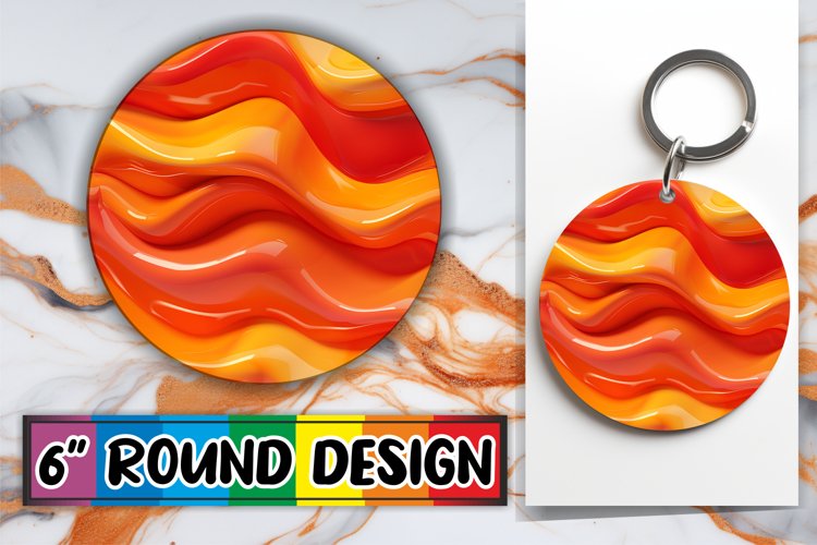 Chic 3D Puff Round Sublimation Circle Keychain Art example image 1