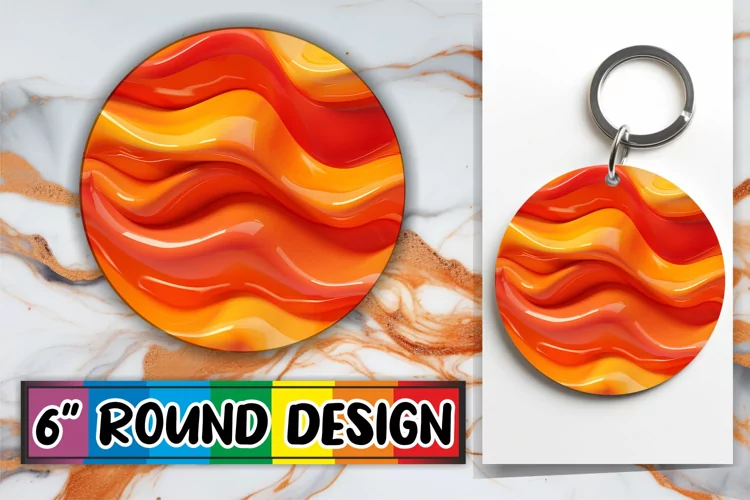 Chic 3D Puff Round Sublimation Circle Keychain Art