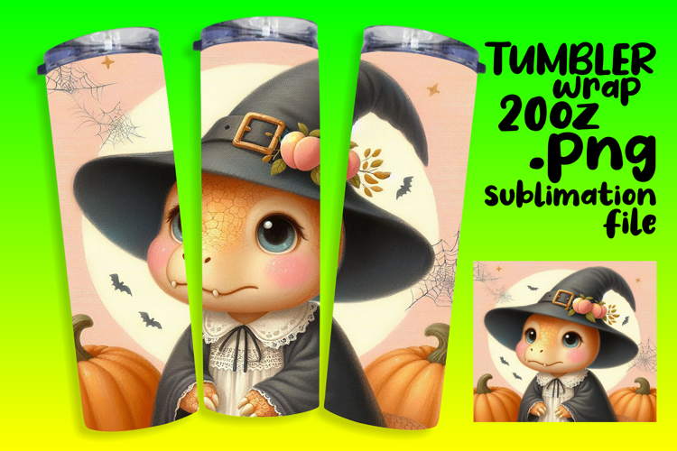 Sublimation Designs for 20oz Tumbler , Halloween Dino